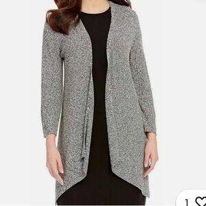 Eileen Fisher Black & Grey Angled Long Cardigan NWT Size M